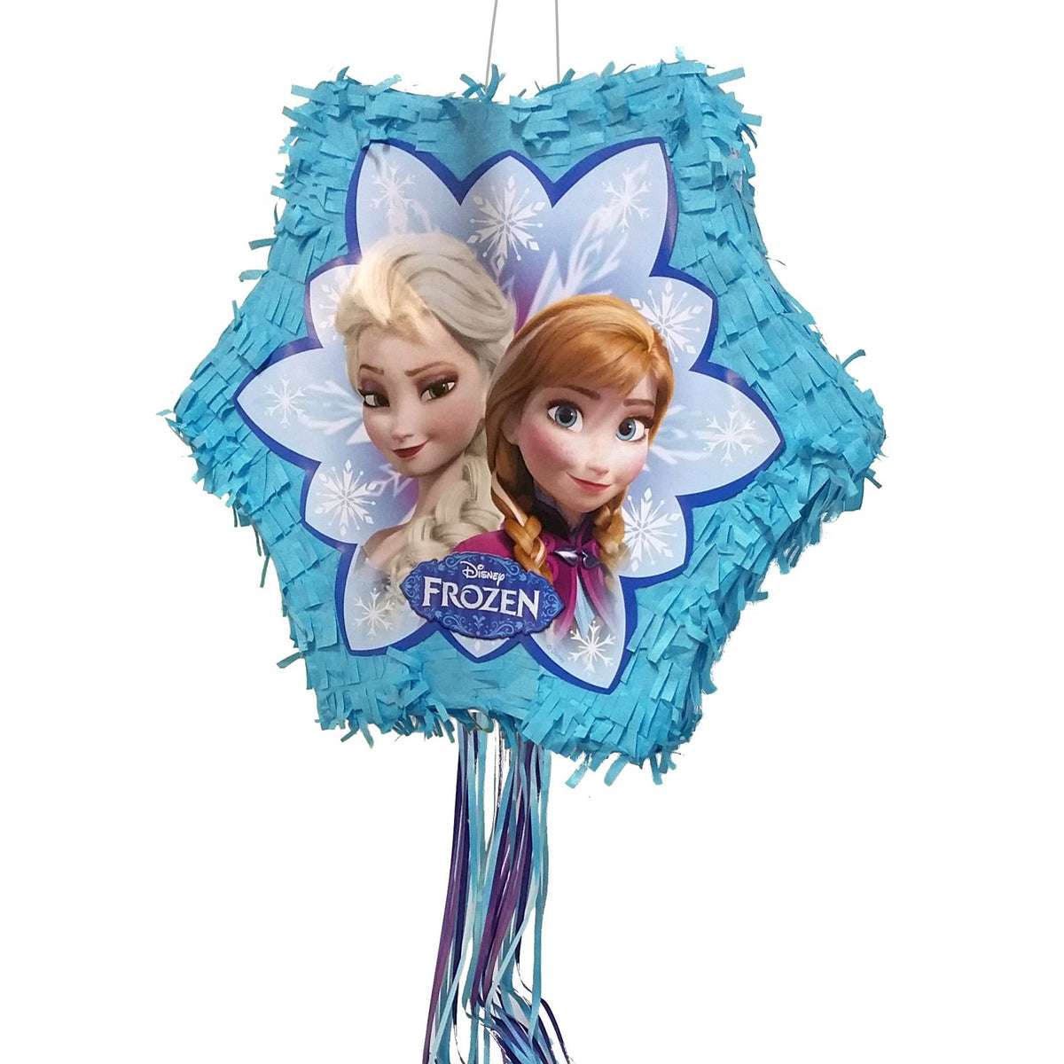 Disney Frozen Elsa & Anna Pinata Hanging Pull String Decoration,  Blue/Silver, 20-in, Holds 2lb of Pinata Filler, for Birthday Parties