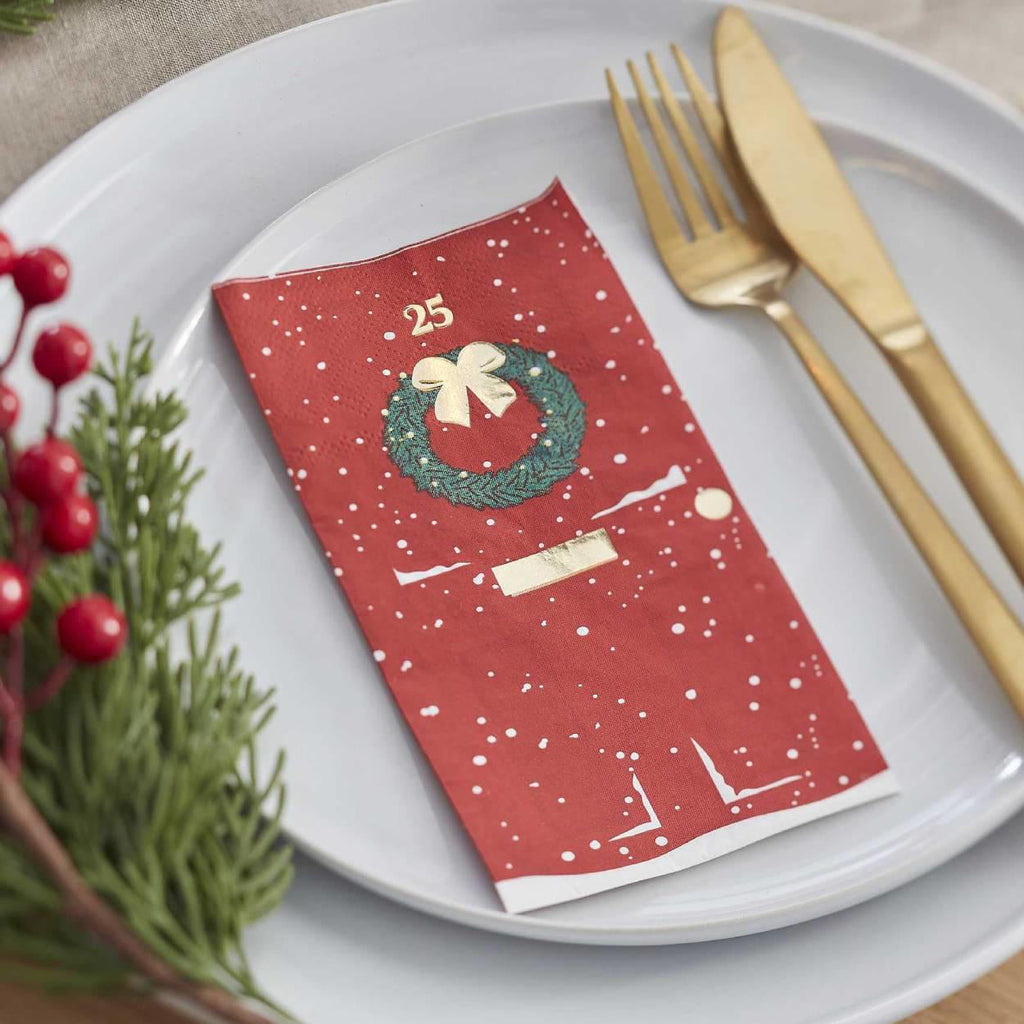 ginger-ray-deck-the-halls-christmas-paper-napkins-pack-of-16-ginr-red-569-