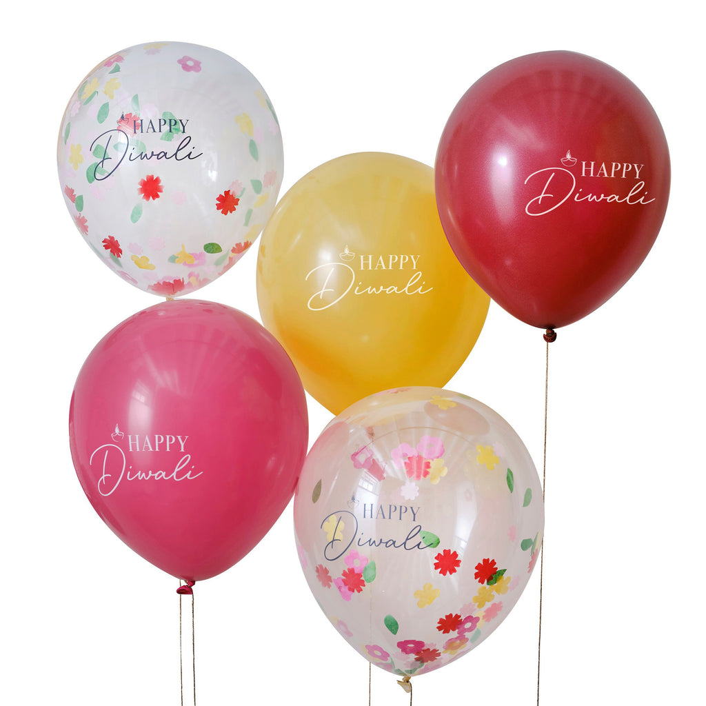 ginger-ray-happy-diwali-multicoloured-latex-balloon-12in-pack-of-5-ginr-dw-105