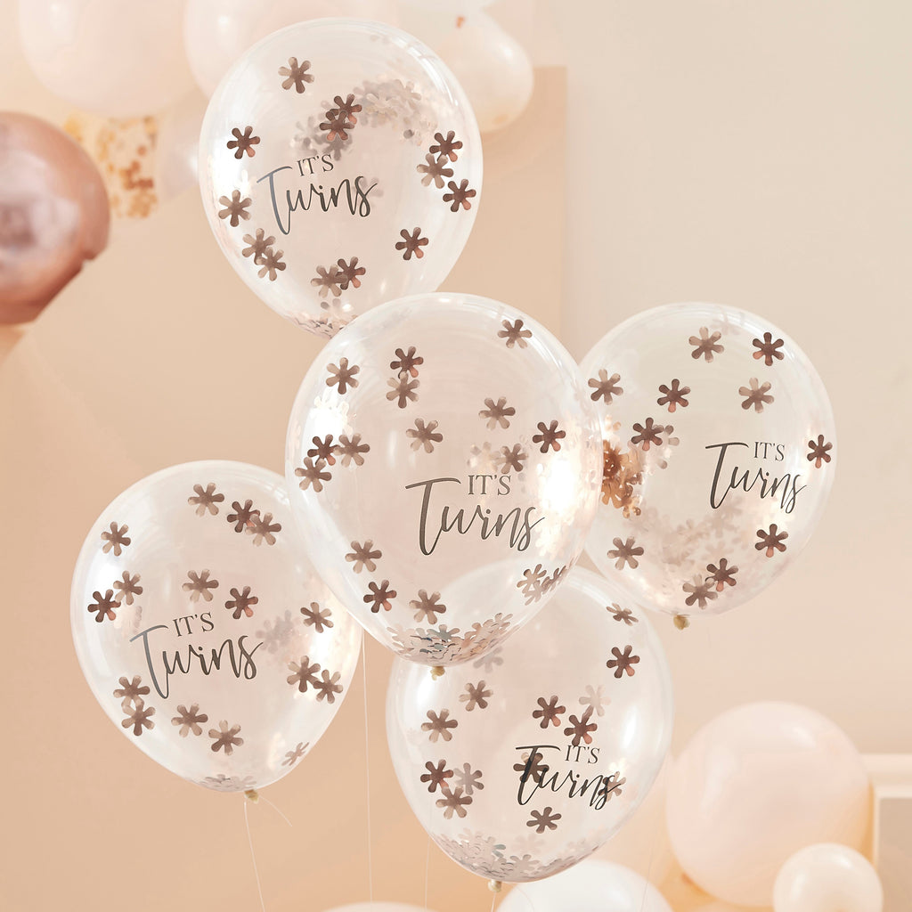 ginger-ray-its-twins-rose-gold-flower-confetti-latex-balloon-12in-pack-of-5-ginr-bl-129-