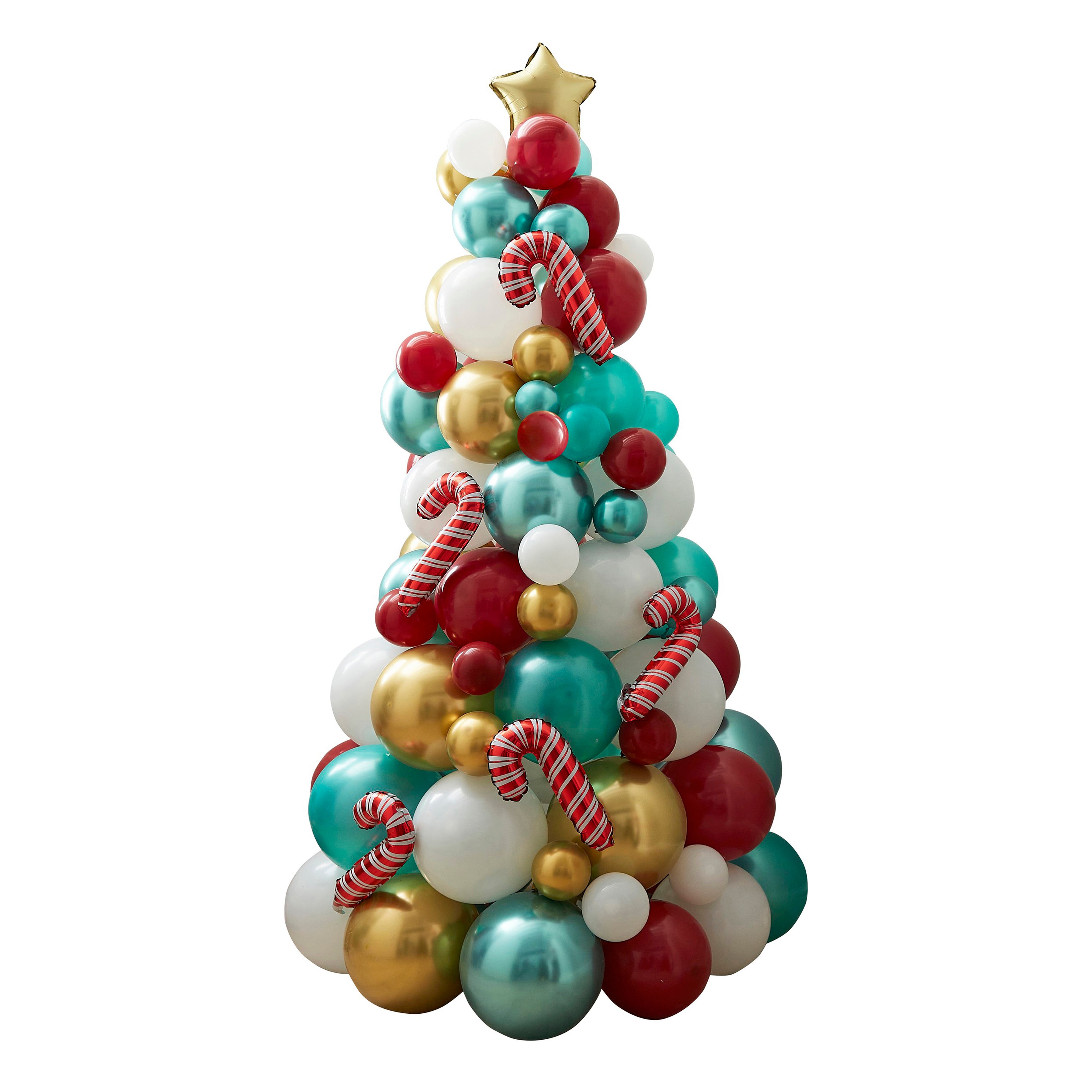 Silver, Chrome & Confetti Balloon Christmas Tree