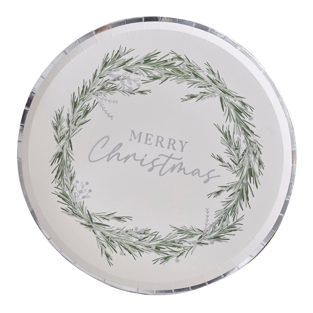 ginger-ray-silver-merry-christmas-paper-plates-pack-of-8-ginr-sil-425